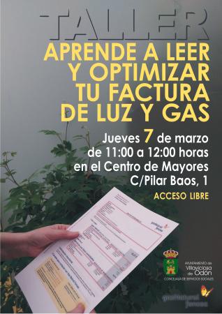 Taller aprende a leer y optimizar tu factura de luz y gas